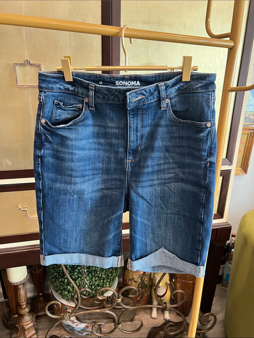 Sonoma Mid Wash Denim Bermuda Shorts in Blue